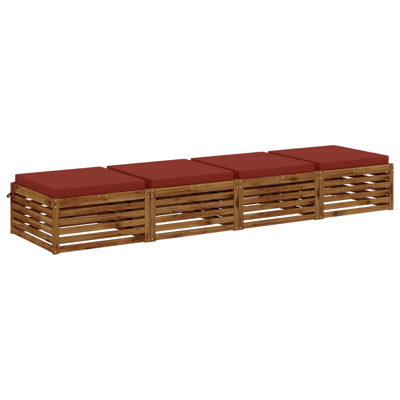 Seat Cushions SOEST 4 pcs 100% Polyester Red 80 x 80 x 7 cm