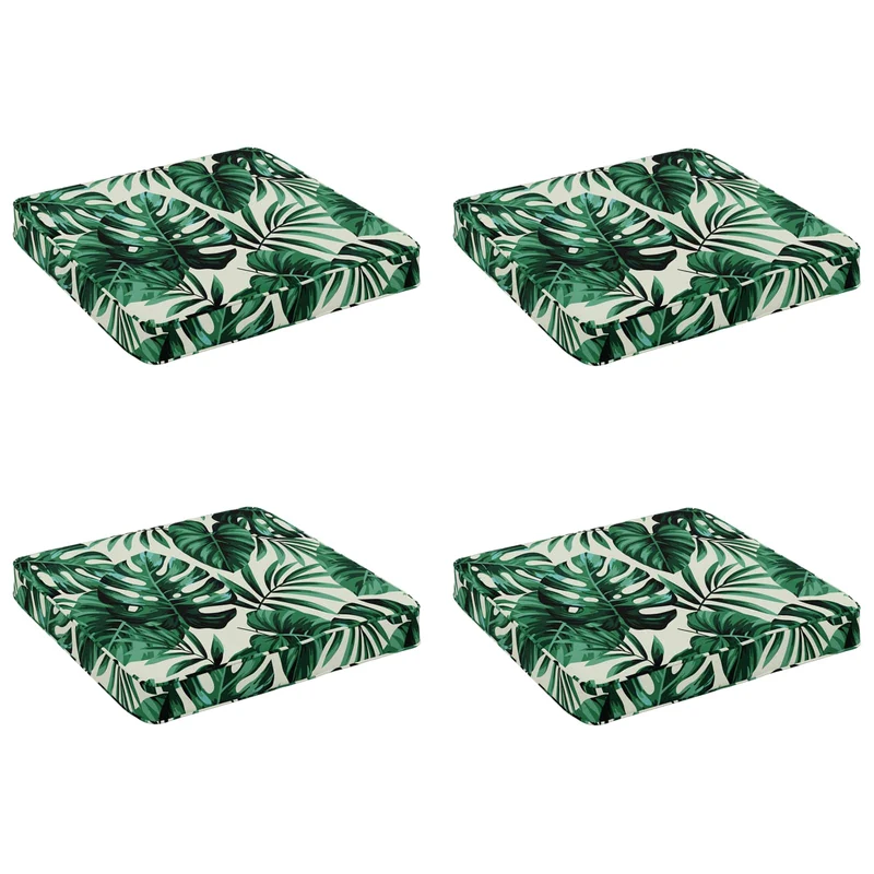 4-Piece Seat Cushions VUGHT 4 pcs 100% Polyester Leaf Pattern