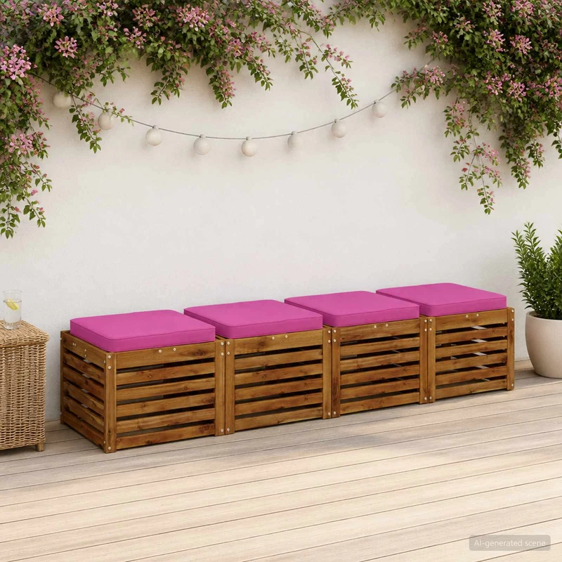 4-Piece Seat Cushions VUGHT 4 pcs 100% Polyester Pink