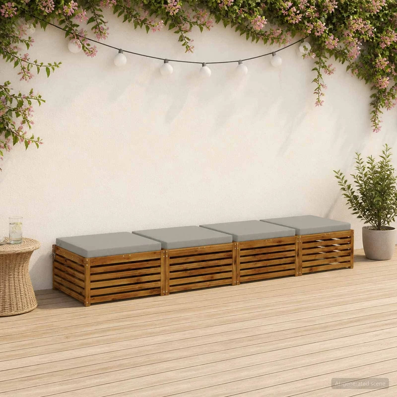 Seat Cushions SOEST 4 pcs 100% Polyester Grey 80 x 80 x 7 cm