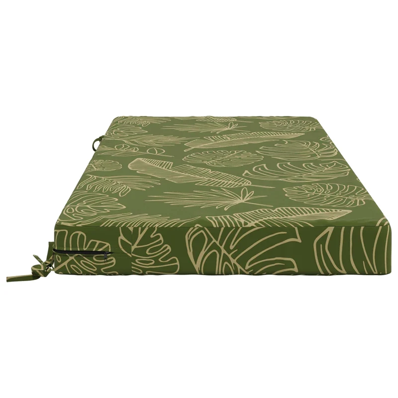 Seat Cushion SOEST 100% Polyester Leaf Design 120 x 60 x 10 cm