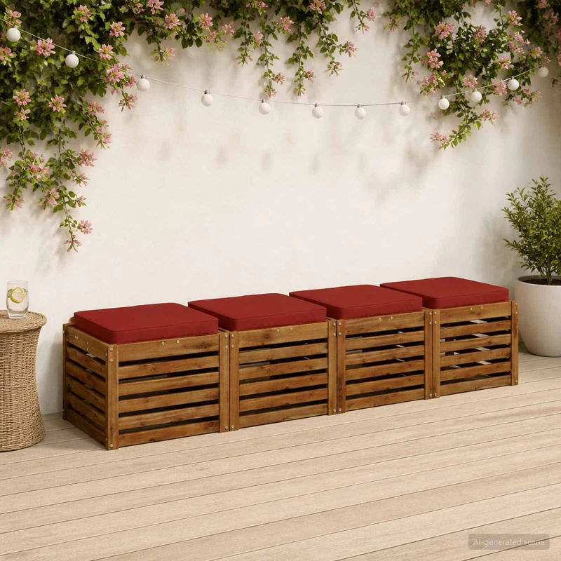 4-Piece Seat Cushions VUGHT 4 pcs 100% Polyester Red