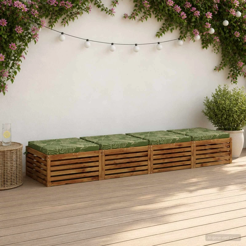 Seat Cushions SOEST 4 pcs 100% Polyester Leaf Design