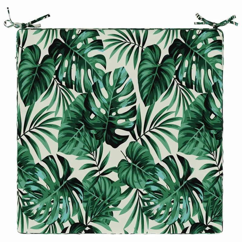 Seat Cushions SOEST 100% Polyester Leaf Pattern 80 x 80 x 7 cm