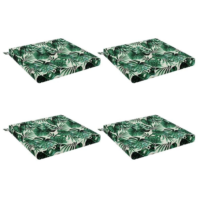 Seat Cushions SOEST 4 pcs 100% Polyester Leaf Pattern