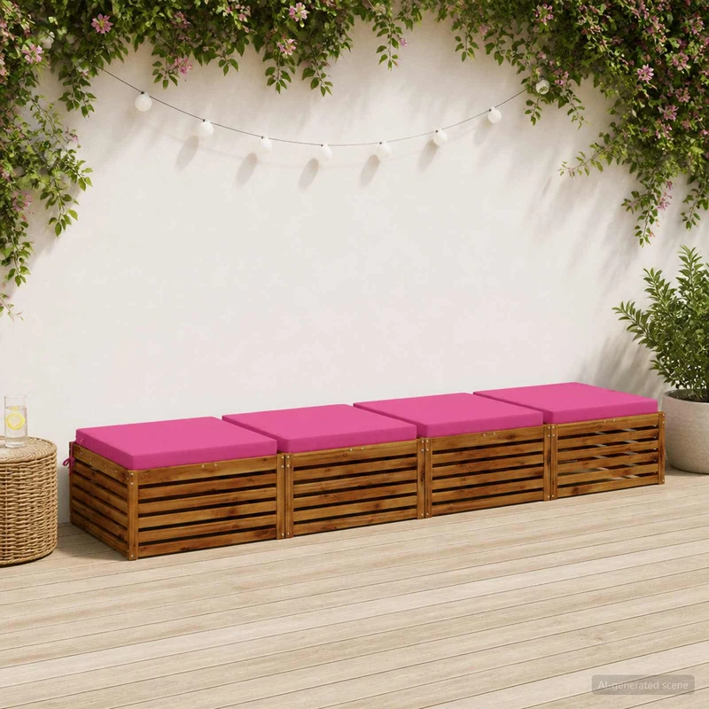 Seat Cushions SOEST 4 pcs 100% Polyester Pink 80 x 80 x 7 cm