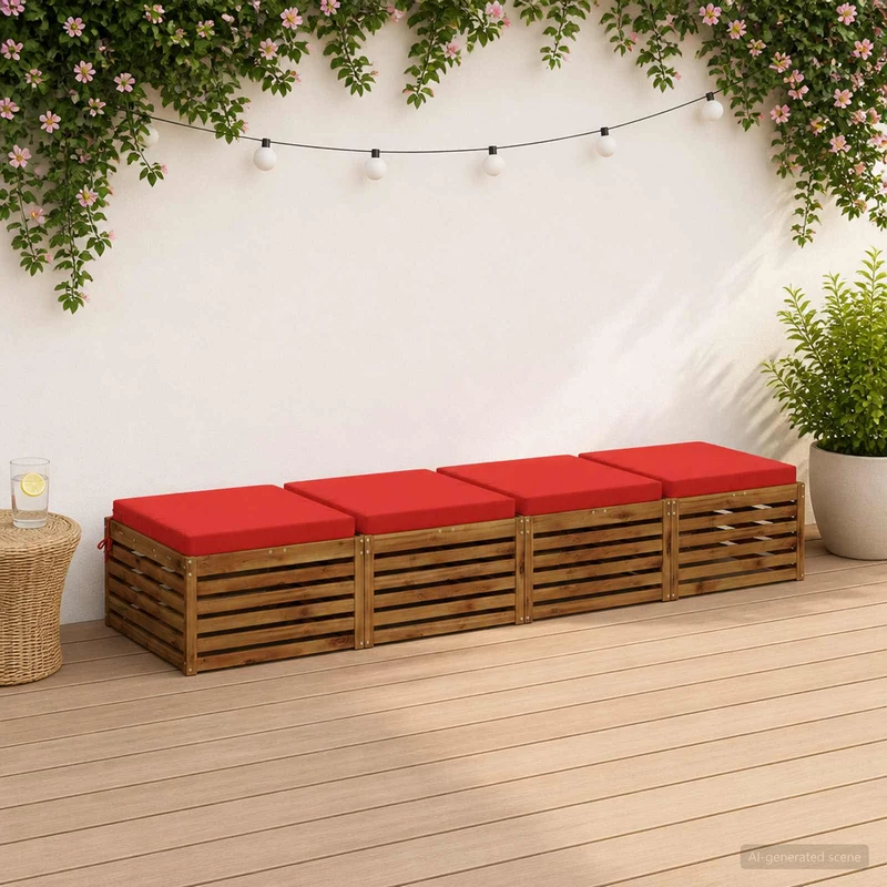 Seat Cushions SOEST 4 pcs 100% Polyester Red 80 x 80 x 7 cm