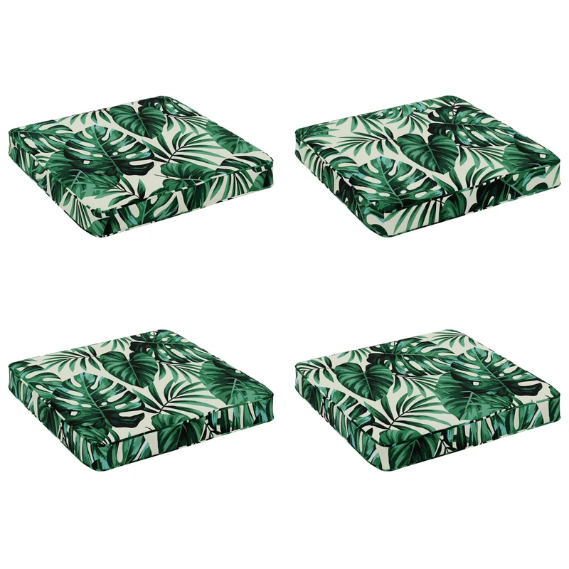 4-Piece Seat Cushions VUGHT 4 pcs 100% Polyester Leaf Pattern