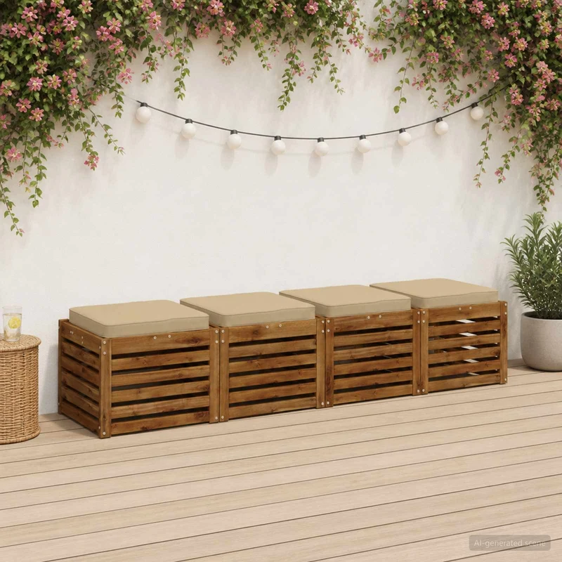 4-Piece Seat Cushions VUGHT 4 pcs 100% Polyester Beige