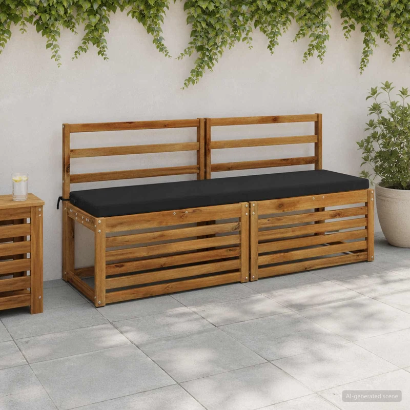 Bench Cushion SOEST 100% Polyester Black 150 x 40 x 5 cm