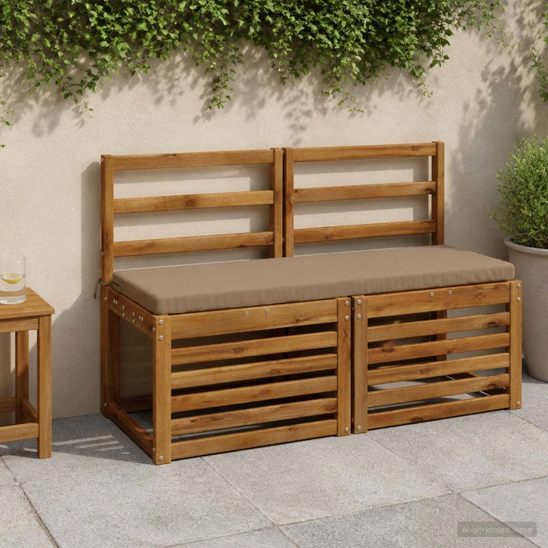 Bench Cushions SOEST 2 pcs 100% Polyester Taupe 120 x 40 x 5 cm