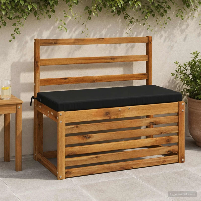 Bench Cushion SOEST 100% Polyester Black 80 x 40 x 5 cm