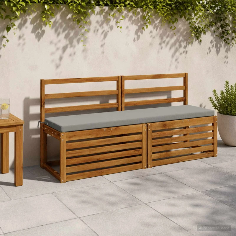 Bench Cushions SOEST 2 pcs 100% Polyester Grey 150 x 40 x 5 cm