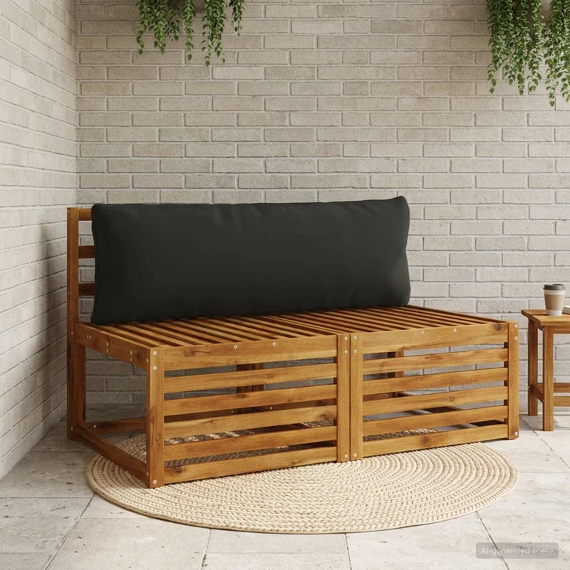 Back Cushion PUTTEN 100% Polyester Black 120 x 40 x 15 cm