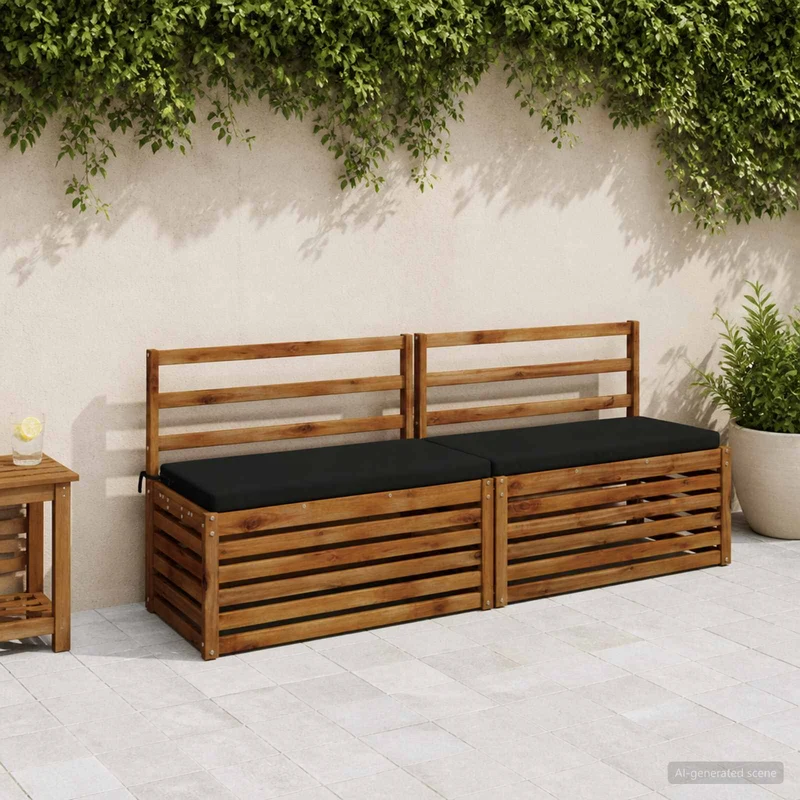 Bench Cushion SOEST 100% Polyester Black 170 x 40 x 5 cm