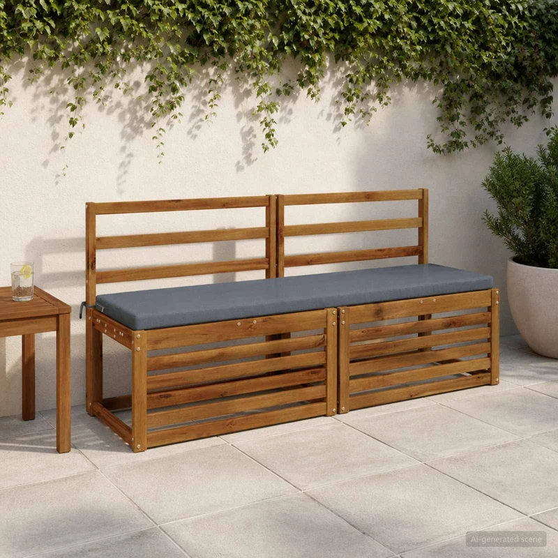 Bench Cushions SOEST 2 pcs 100% Polyester Blue 140 x 40 x 5 cm