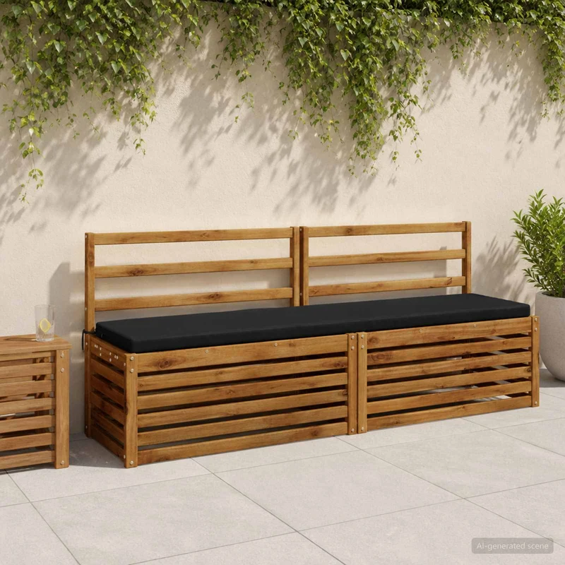 Bench Cushion SOEST 100% Polyester Dark Blue 200 x 40 x 5 cm