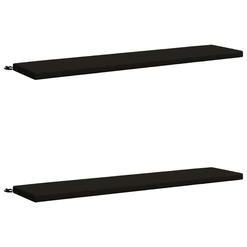 Bench Cushions SOEST 2 pcs 100% Polyester Black 200 x 40 x 5 cm