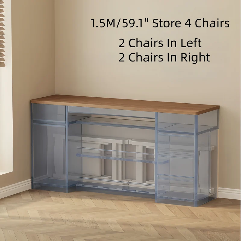 Îlot de cuisine extensible avec rangement et 4 chaises