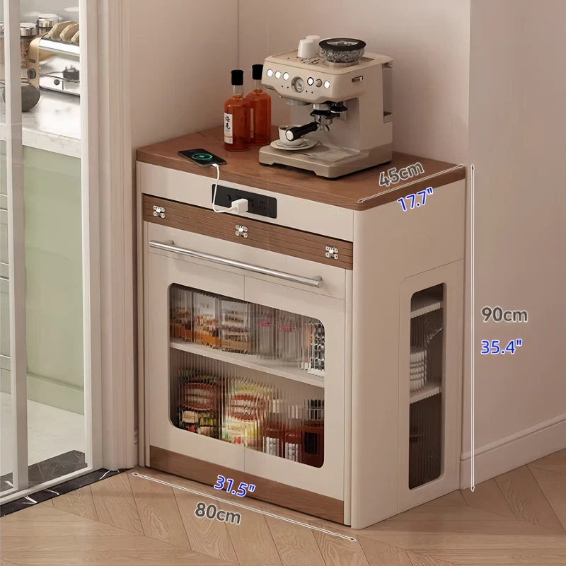 Îlot de cuisine extensible avec rangement et 4 chaises