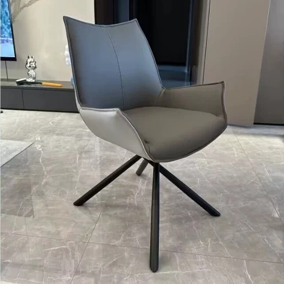 Table de salle à manger pivotante et extensible en forme de dalle de pierre avec pied central en acier