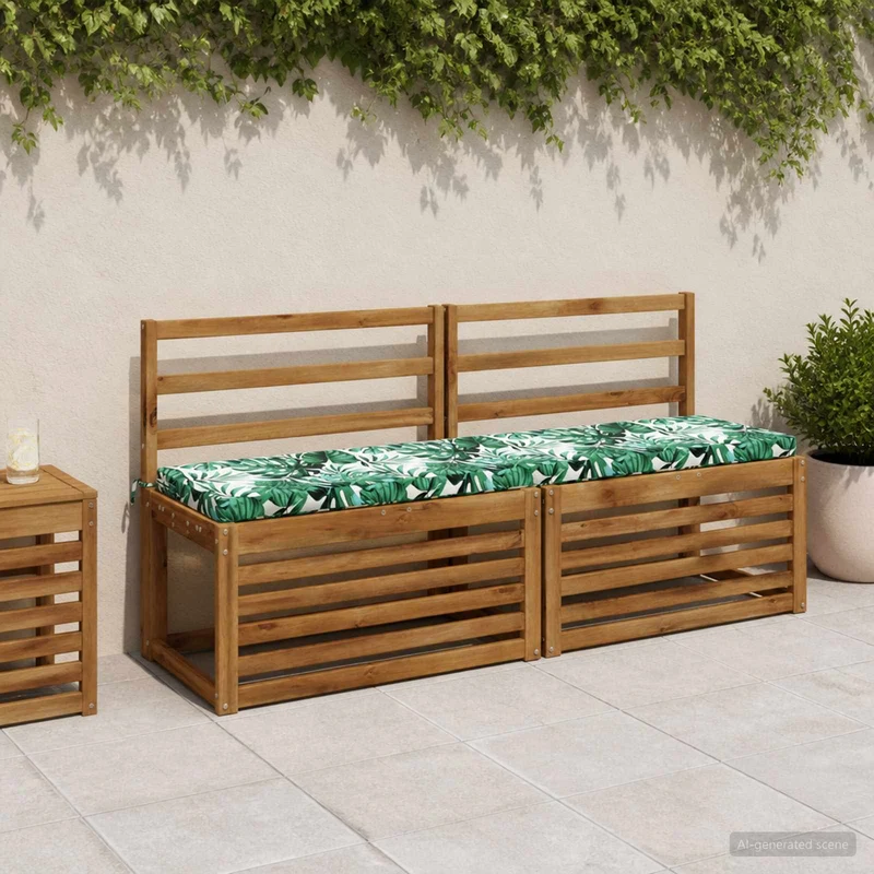 Bench Cushions SOEST 2 pcs 100% Polyester Leaf Pattern