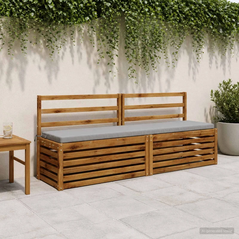 Bench Cushion SOEST 100% Polyester Grey 170 x 40 x 5 cm