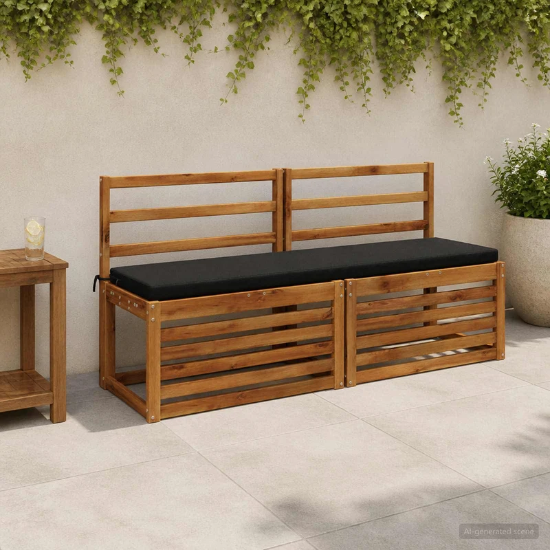 Bench Cushions SOEST 2 pcs 100% Polyester Black 140 x 40 x 5 cm