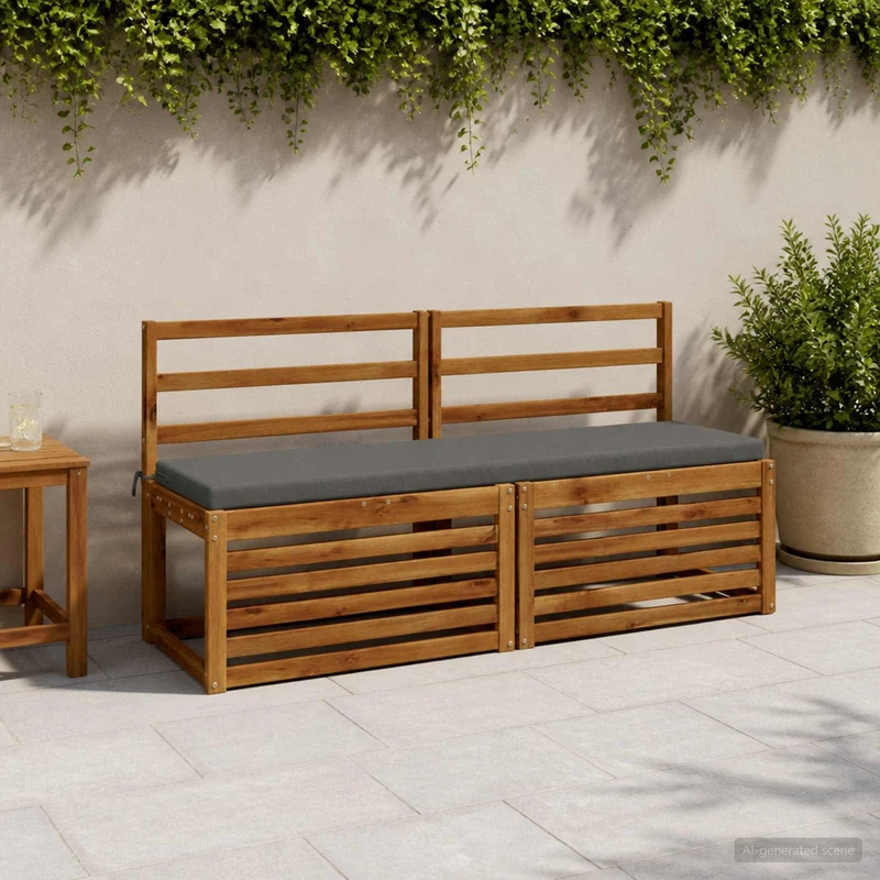 Bench Cushions SOEST 2 pcs 100% Polyester Grey 140 x 40 x 5 cm