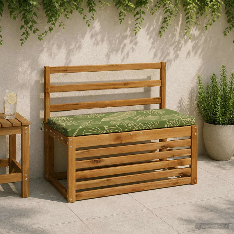 Bench Cushion SOEST 100% Polyester Leaf Design 80 x 40 x 5 cm
