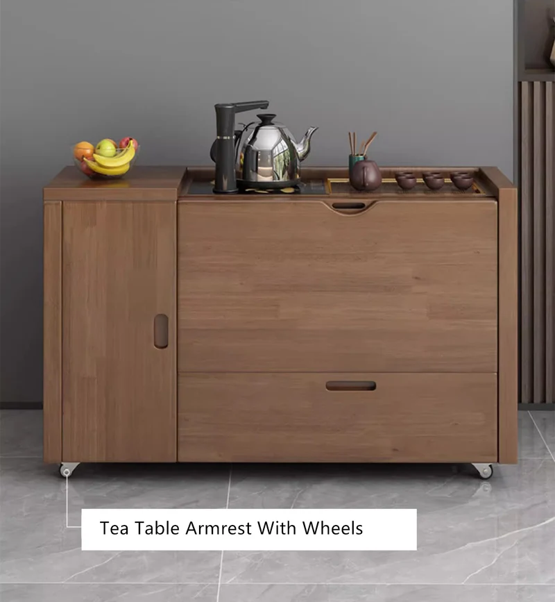 Canapé-lit multifonction avec accoudoir de table à thé Gongfu et rangement en dessous