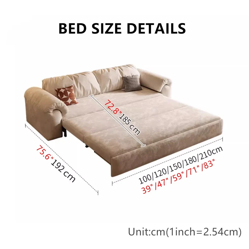 Canapé-lit multifonctionnel en tissu mat avec rangement en dessous
