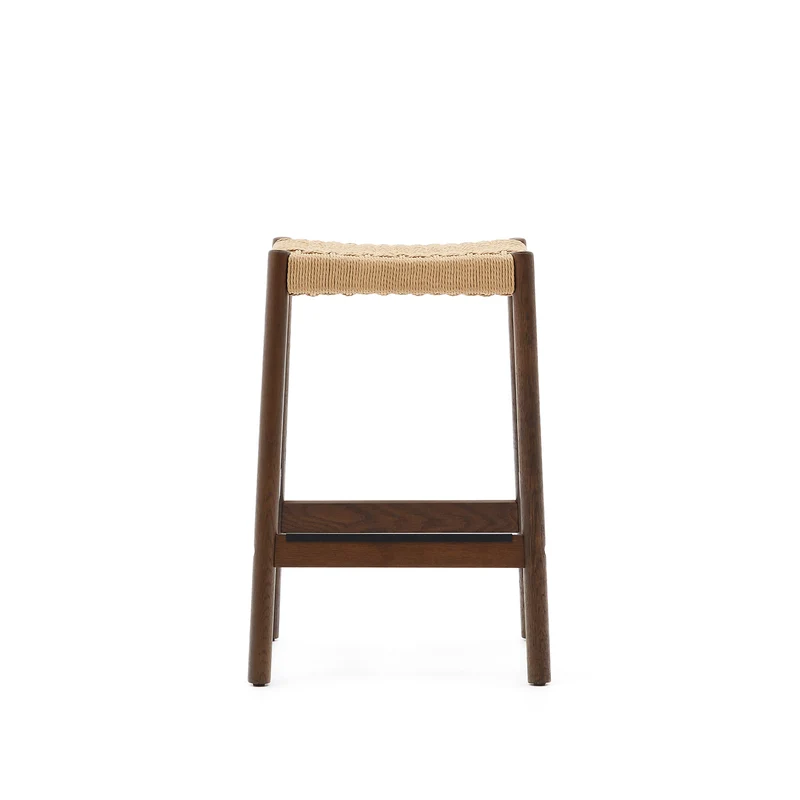 Yalia stool in solid oak wood in a walnut finish and rope cord 65 cm