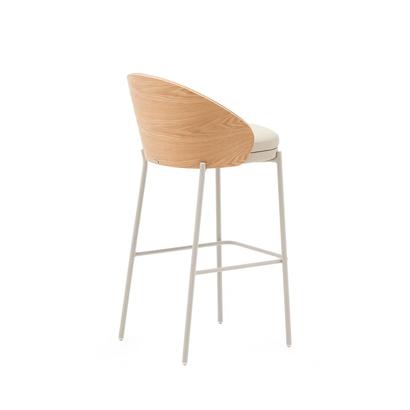 Eamy stool in beige faux leather & Natural 77 cm