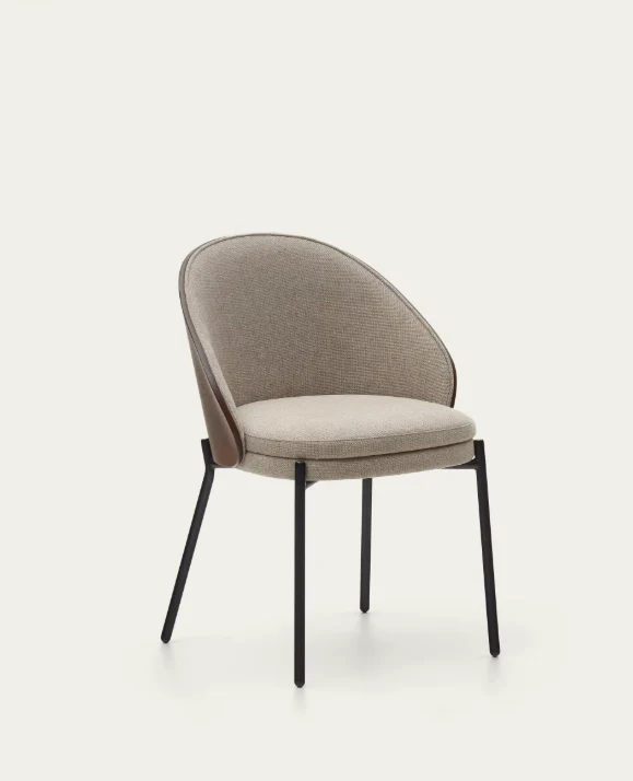 Eamy Chair Light Brown & Walnut Finish