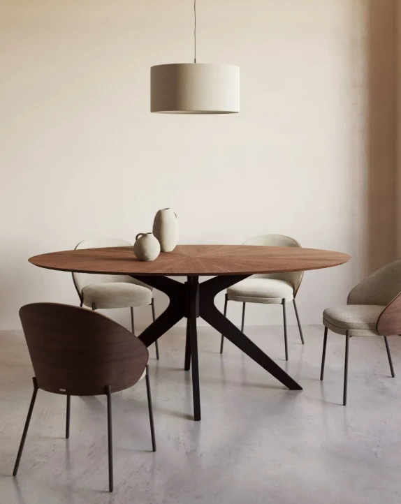 Eamy Chair Light Brown & Walnut Finish