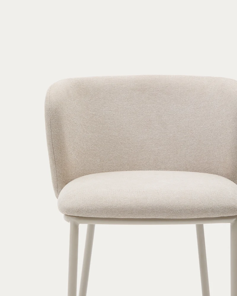 Ciselia stool in beige chenille and beige legs 65 cm