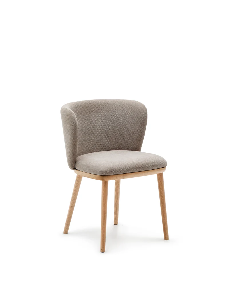 Ciselia chair brown chenille and natural legs