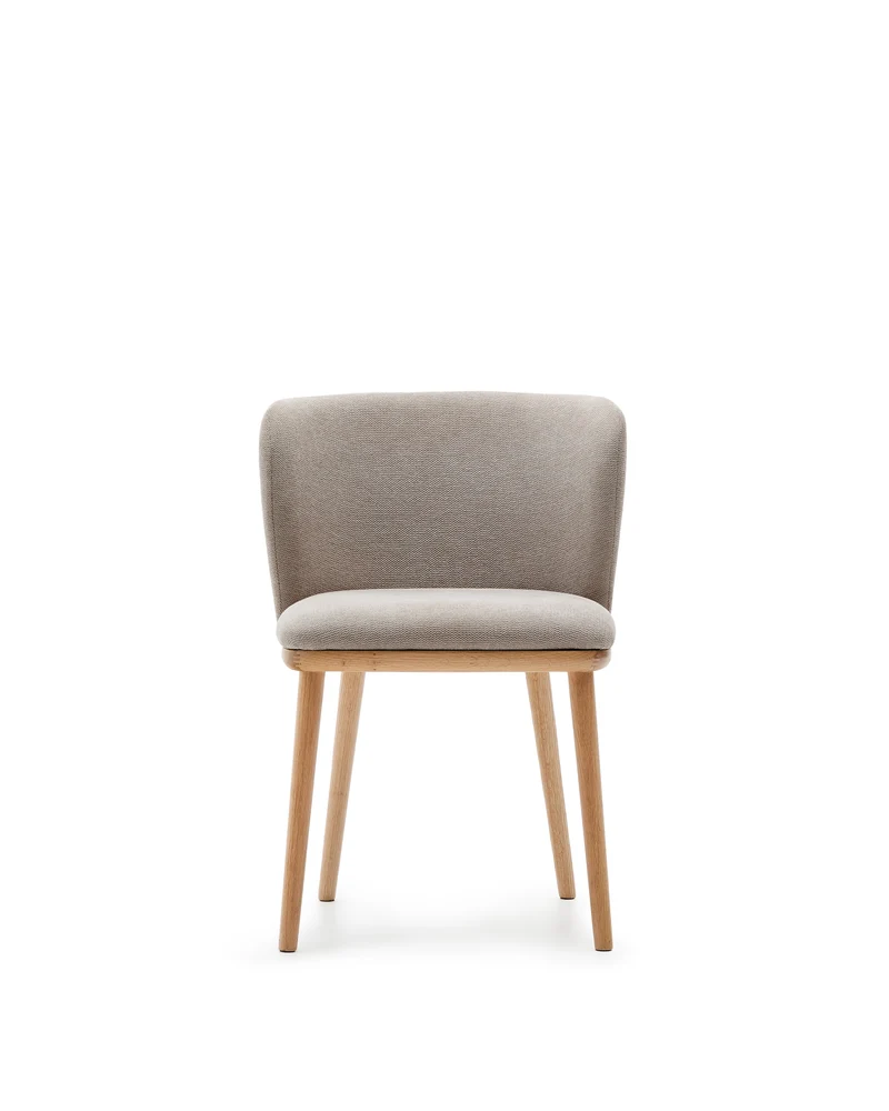 Ciselia chair brown chenille and natural legs