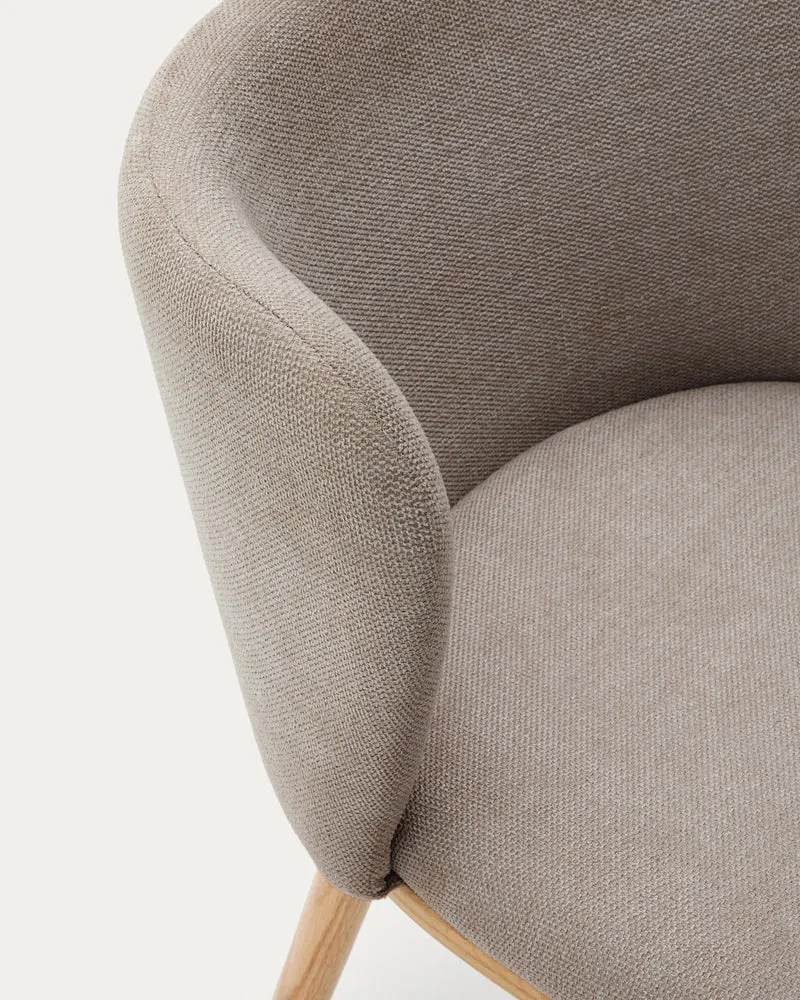 Ciselia chair brown chenille and natural legs