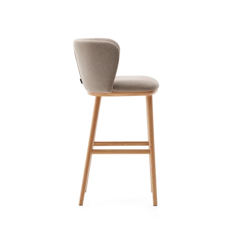 Ciselia stool brown chenille and natural legs 75 cm