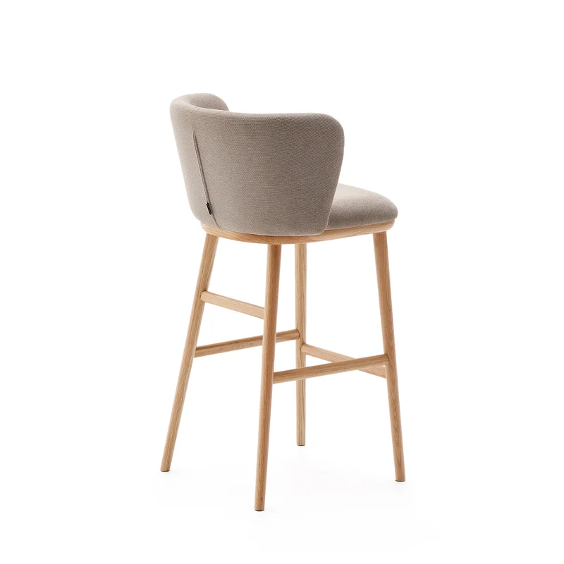 Ciselia stool brown chenille and natural legs 75 cm