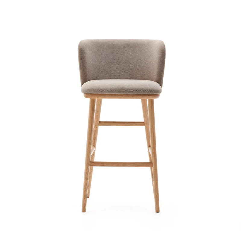 Ciselia stool brown chenille and natural legs 75 cm