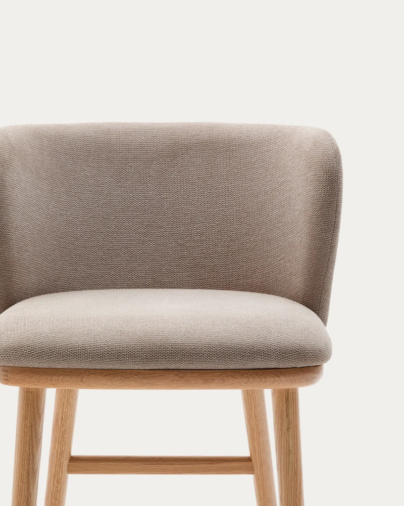 Ciselia stool brown chenille and natural legs 75 cm