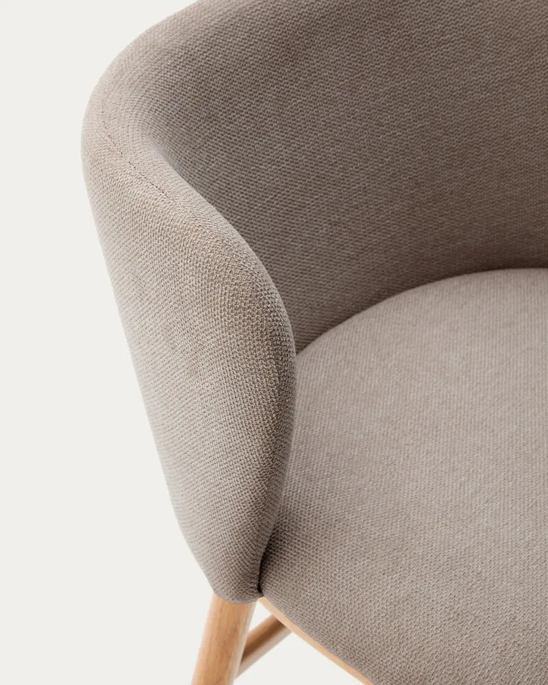 Ciselia stool brown chenille and natural legs 75 cm