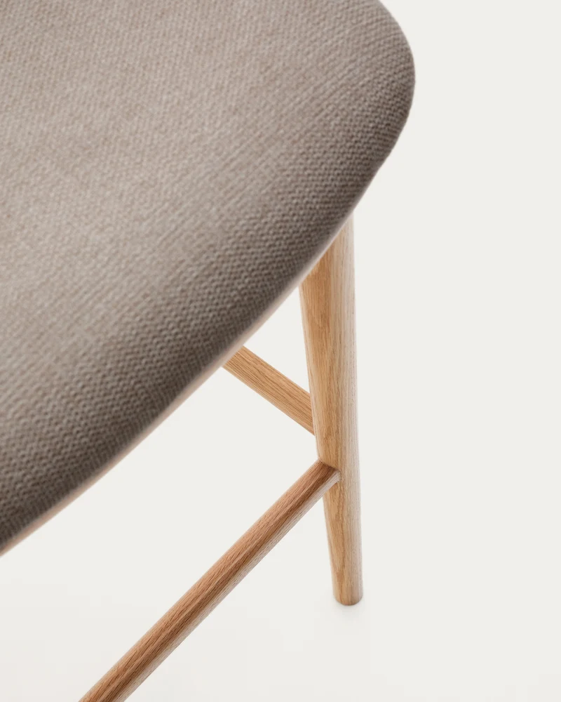 Ciselia stool brown chenille and natural legs 75 cm