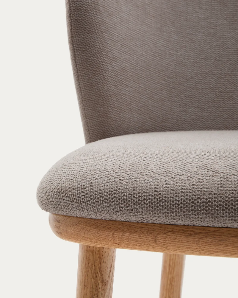 Ciselia stool brown chenille and natural legs 75 cm