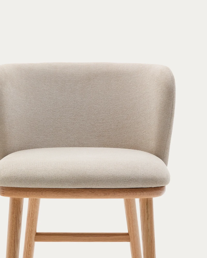 Ciselia stool beige chenille and natural legs 75 cm