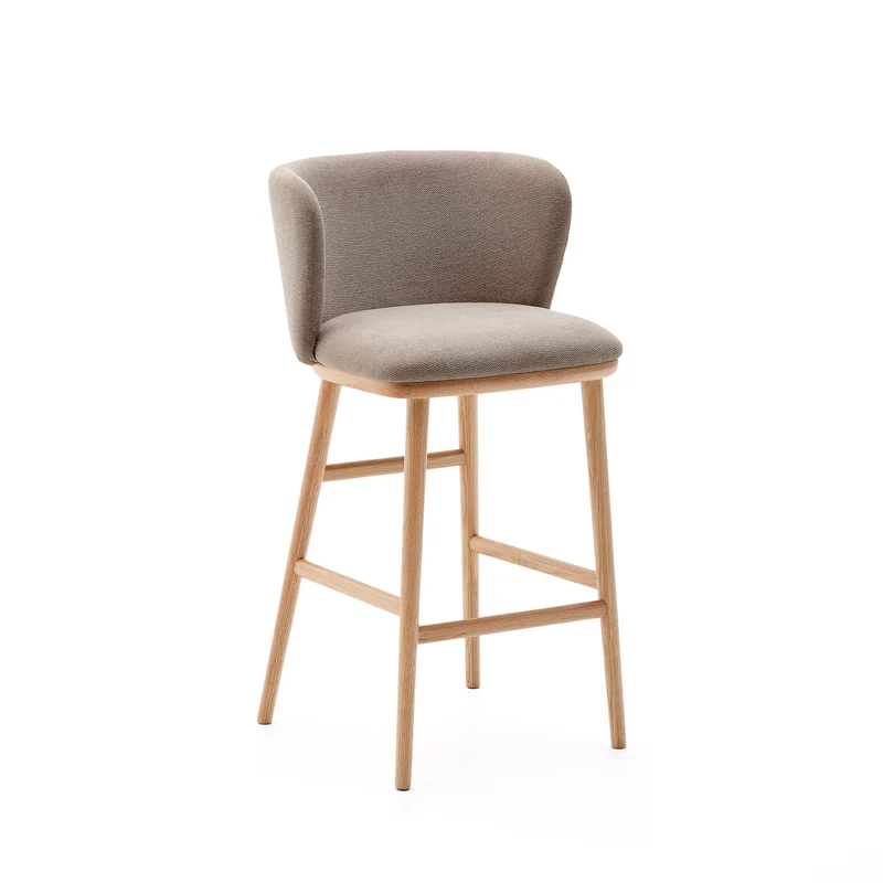 Ciselia stool brown chenille with natural legs 65 cm