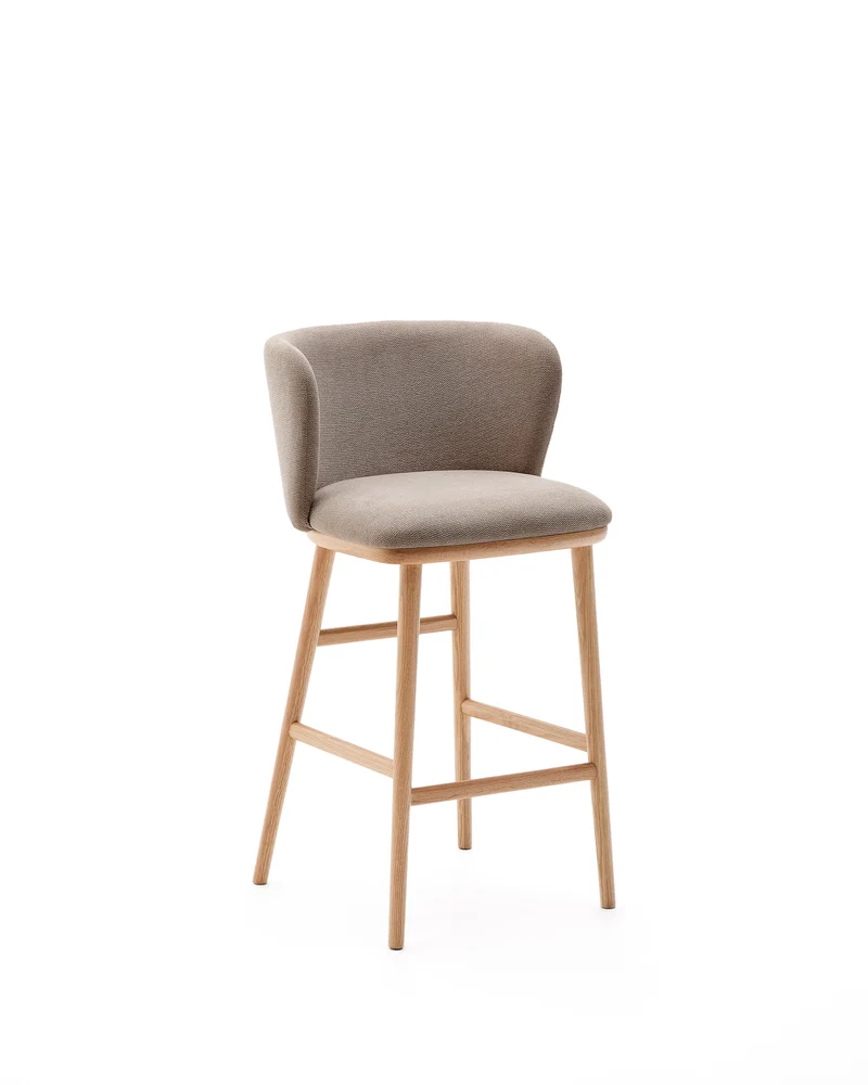Ciselia stool brown chenille with natural legs 65 cm